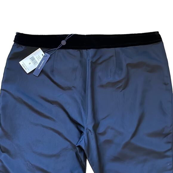 Magaschoni Silk Black Cropped Straight Leg Tailored Ankle Pants Side Zippers 6 - Picture 9 of 10